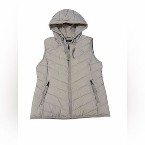 Lauren Ralph Lauren Vest Womens Medium Hooded Puffer Birch Tan Stretch RLL